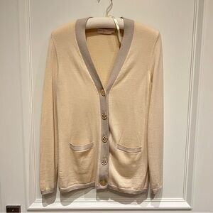 Tory Burch Cream and Gray Cardigan Sweater